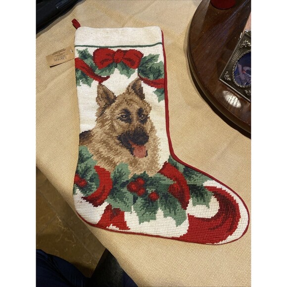 Claws Collection Union Needlepoint Stocking Dog German Shepard NWT Wool